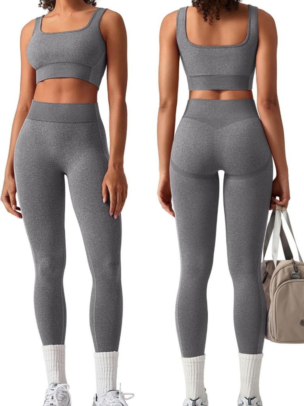 Stylish Women's 2-Piece Workout Set | Square Neck Sports Bra & Leggings